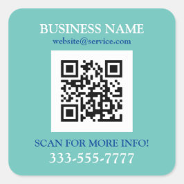 Buss. Namn Promo, QR-kod, Lt Teal Blue White Fyrkantigt Klistermärke