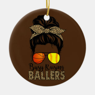 Buss Raising Ballers Softball och Basketball Mamma Julgransprydnad Keramik