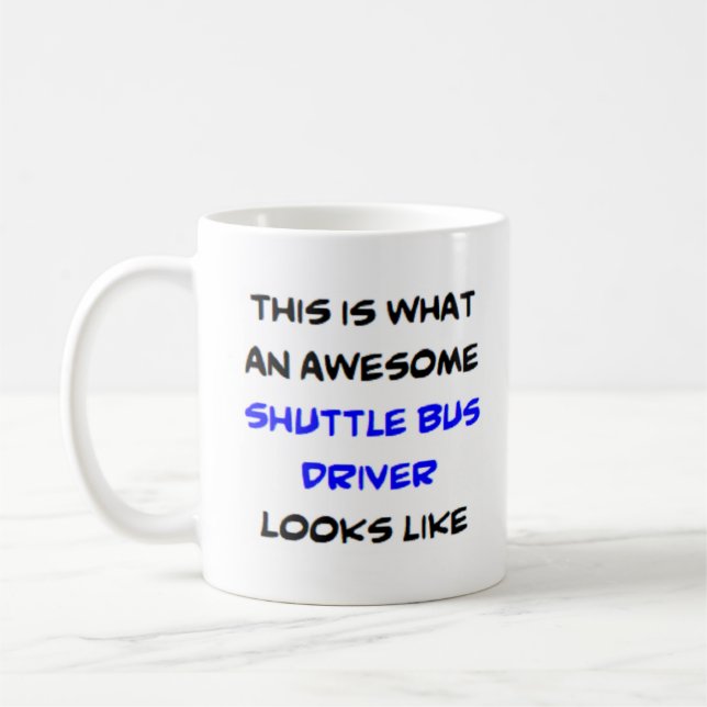 buss, skyttel, fantastisk kaffemugg (Vänster)