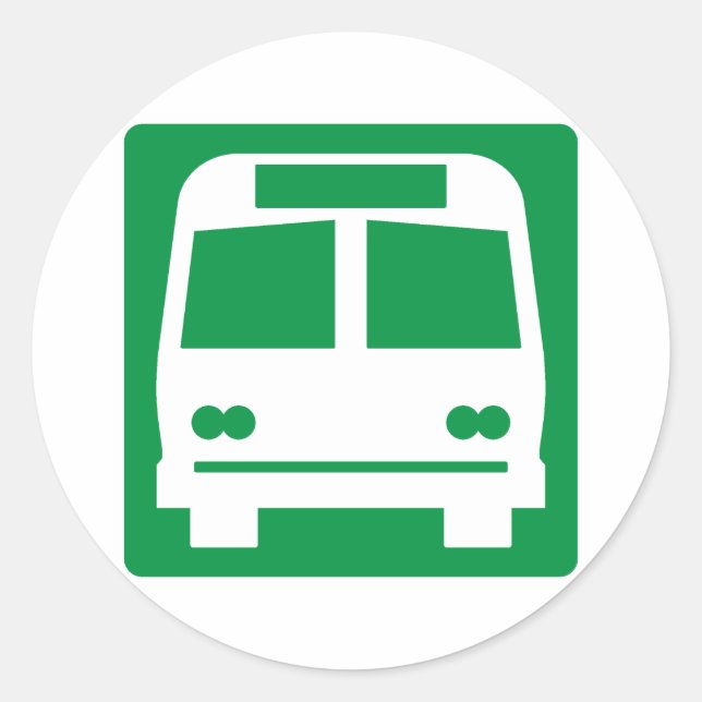Buss stoppskylt runt klistermärke (Framsida)