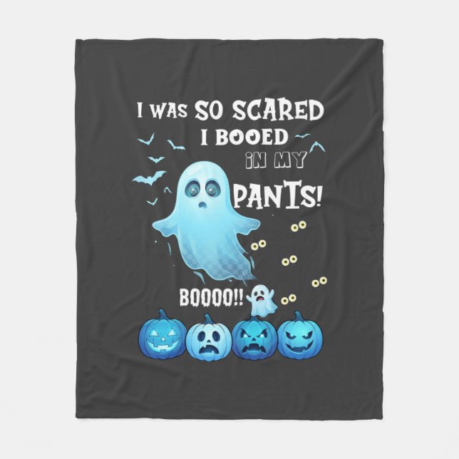 Bussade Byxor Halloween Spöke Blå Pumpa Fleecefilt (Framsidan)