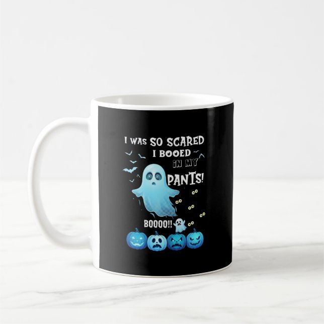 Bussade Byxor Halloween Spöke Blå Pumpa Kaffemugg (Vänster)