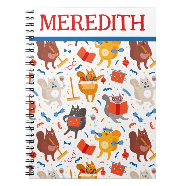 Bussar katter över hela den bärbara skrivaren anteckningsbok (Framsidan)