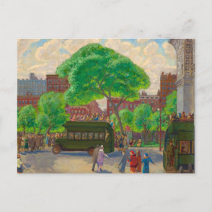 Bussar på torget av John Sloan Vykort