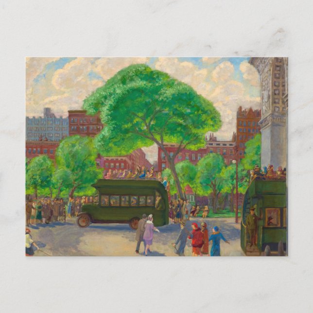 Bussar på torget av John Sloan Vykort (Framsida)