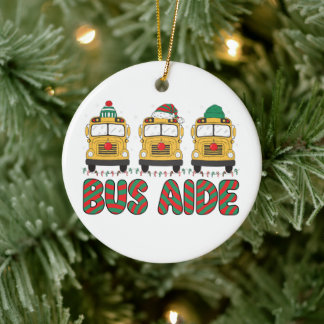 Bussassistent jul skola mössa prydnader snö julgransprydnad keramik