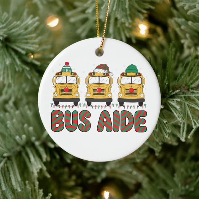 Bussassistent jul skola mössa prydnader snö julgransprydnad keramik (Träd)