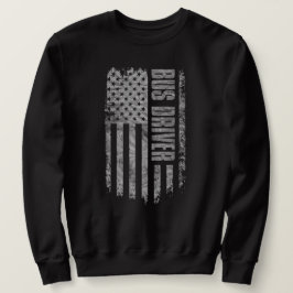 Bussförare USA Flagga Distressed design Lång Ärmad Tröja