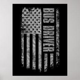 Bussförare USA Flagga Distressed design Poster