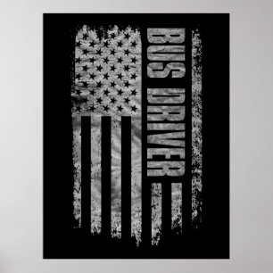 Bussförare USA Flagga Distressed design Poster