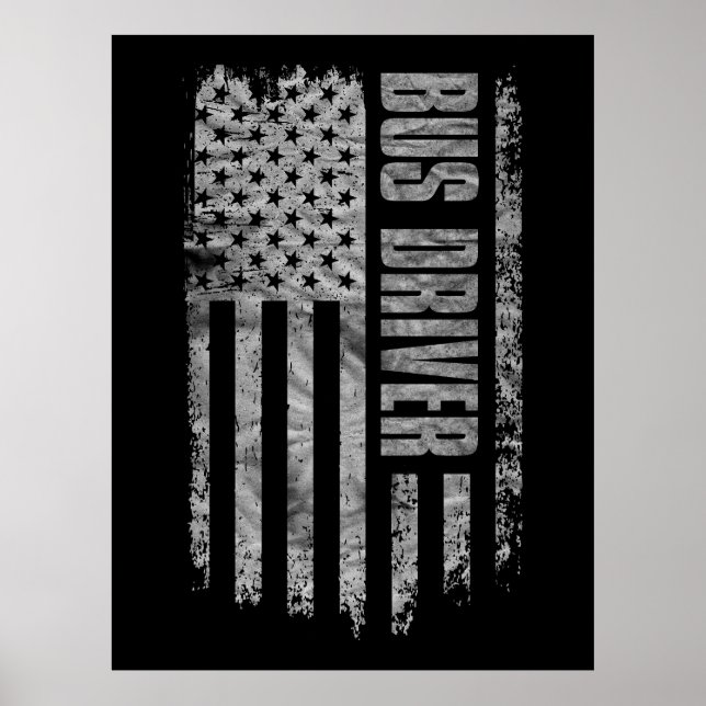 Bussförare USA Flagga Distressed design Poster (Framsidan)