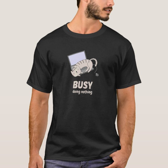 Bussig att göra ingenting Lazy Cat T Shirt (Framsida)
