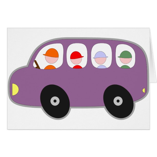 Bussskolbussen lurar den gulliga hälsningskort (Framsidan Horizontal)