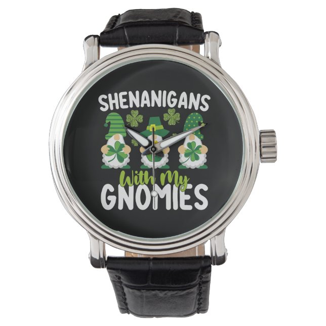 Busstreck Med Mina Tomtar Tomte St Patrick's Day Armbandsur (Framsida)