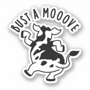 Bust A Moove Funny Cow Pun Klistermärken
