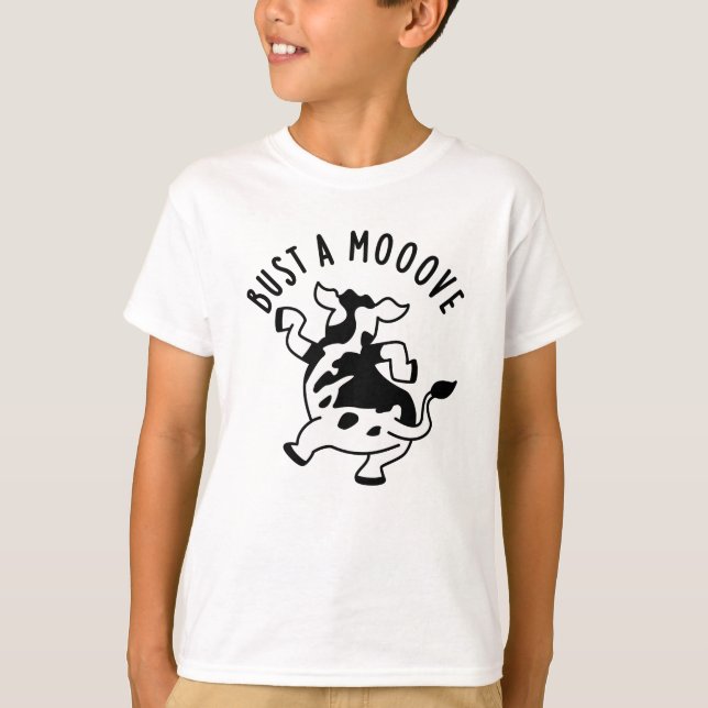 Bust A Moove Funny Cow Pun T Shirt (Framsida)