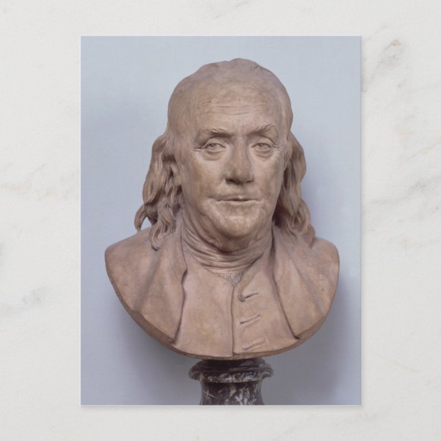 Bust av Benjamin Franklin 1778 Vykort (Framsida)