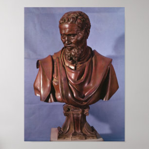 Bust av Michelangelo Buonarroti Poster