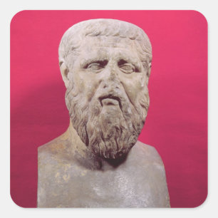 Bust av Platokopia av ett 400-tal BC-original Fyrkantigt Klistermärke