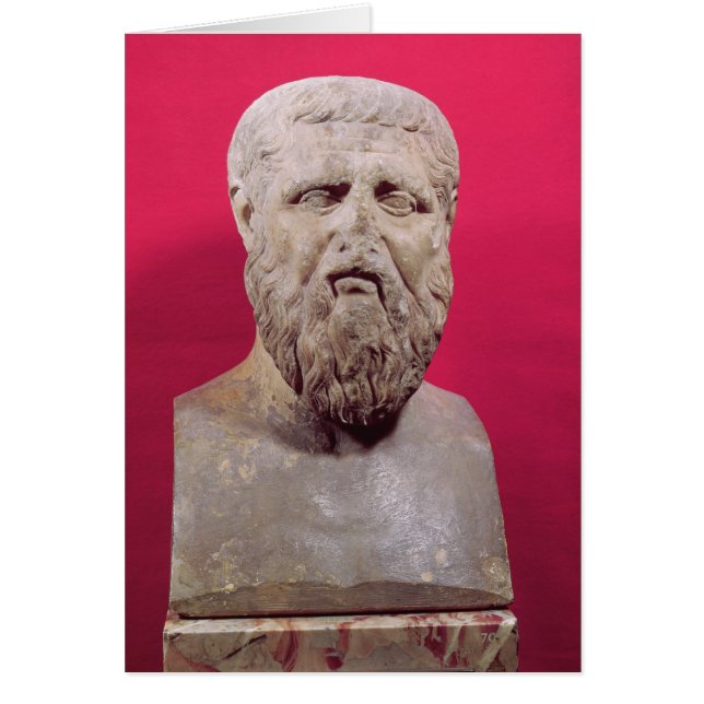 Bust av Platokopia av ett 400-tal BC-original Hälsningskort (Framsidan)