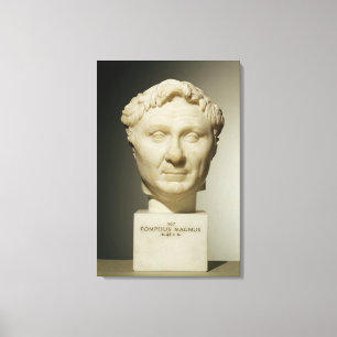 Bust av Pompey (106-48 BC) c.60 BC (marble) Canvastryck