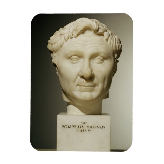 Bust av Pompey (106-48 BC) c.60 BC (marble) Magnet (Vertikal)