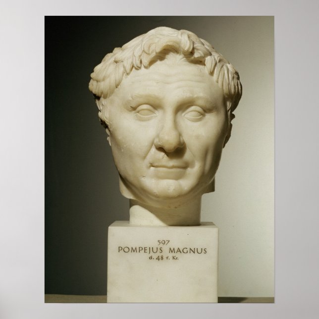 Bust av Pompey (106-48 BC) c.60 BC (marble) Poster (Framsidan)