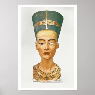 Bust från drottning Nefertiti, framifrån, från sta Poster