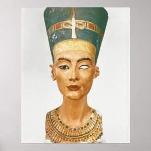 Bust från drottning Nefertiti, framifrån, från sta Poster