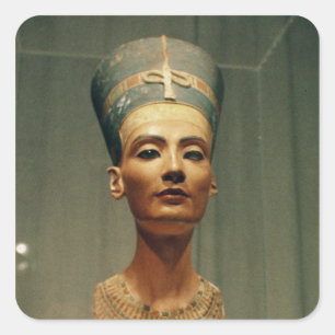 Bust från drottning Nefertiti, framsidan Fyrkantigt Klistermärke