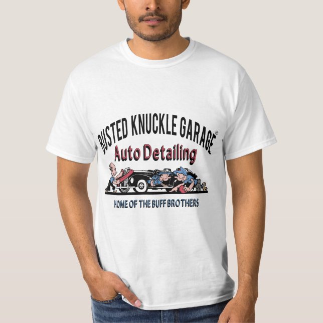 Busted Knuckle Garage AUTO DETAILING T-Shirt (Framsida)