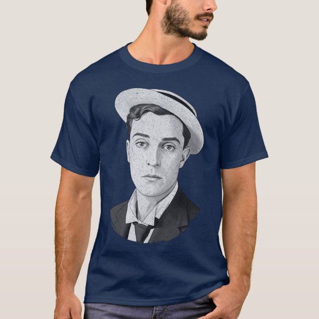 Buster Keaton Digital Distressed Grunge Portrait o T Shirt (Framsida)