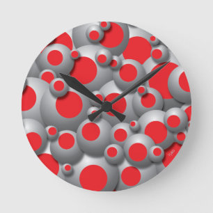 Bustling Bubbles Red Rund Klocka