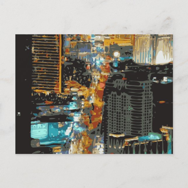 Bustling Ljus i Las Vegas-remsan Vykort (Framsida)