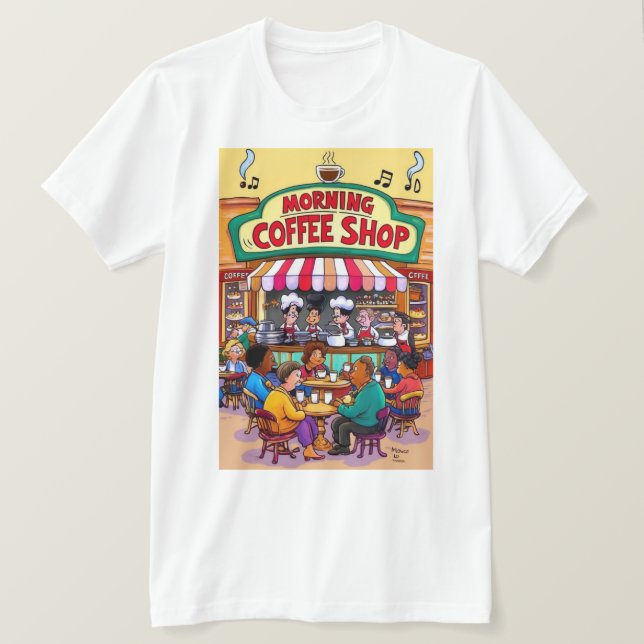 Bustling Morgonkaffe Vibes T Shirt (Design framsida)