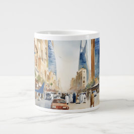 Bustling Riyadh Street View - Monogram Jumbo Mugg