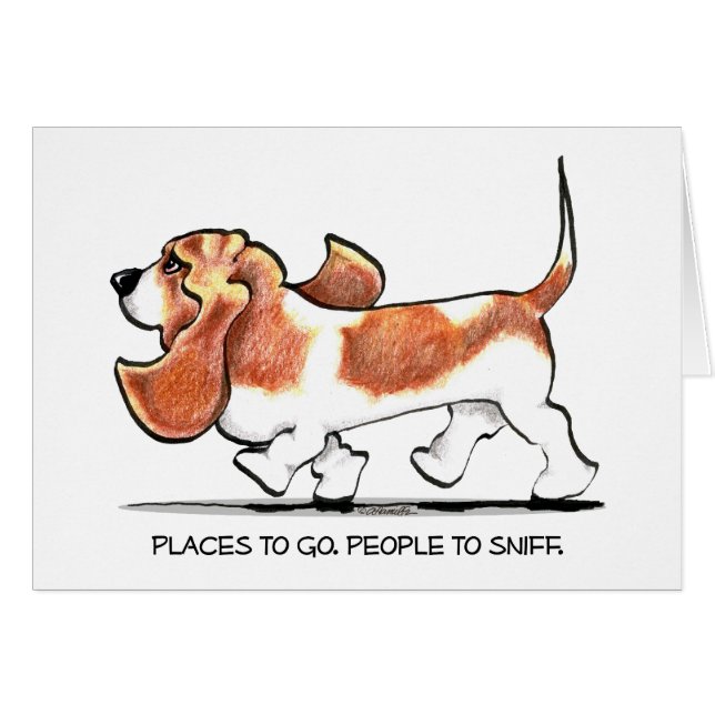 Busy Basset Hound Hälsningskort (Framsidan Horizontal)