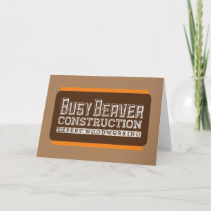 Busy Beaver Construction White Gfx Brown Orange Helgkort