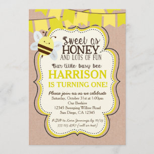 Busy Bee Birthday Call for boy or girl Inbjudningar