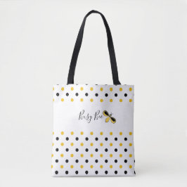 Busy Bee, Black and Gult Dots Shoulder Tote Tygkasse