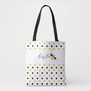 Busy Bee, Black and Gult Dots Shoulder Tote Tygkasse