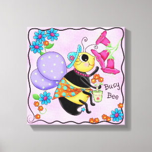 Busy Bee Dsed Stollig honey Bee Rosa Art Canvastryck