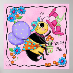 Busy Bee Dsed Stollig honey Bee Rosa Art Poster