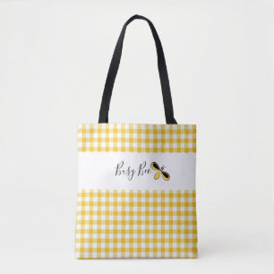 Busy Bee, Gult Gingham Shoulder Tote Tygkasse