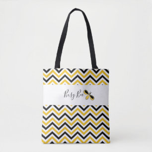Busy Bee, Gult, White & Black Vågar Tote Tygkasse