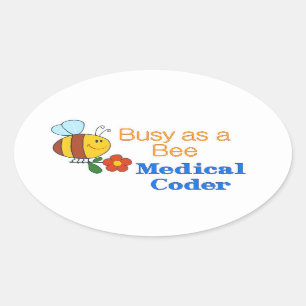 Busy Bee Medical Coder Ovalt Klistermärke