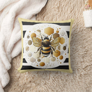 Busy Bee på Honeycomb: Hexagons and Circles Kudde