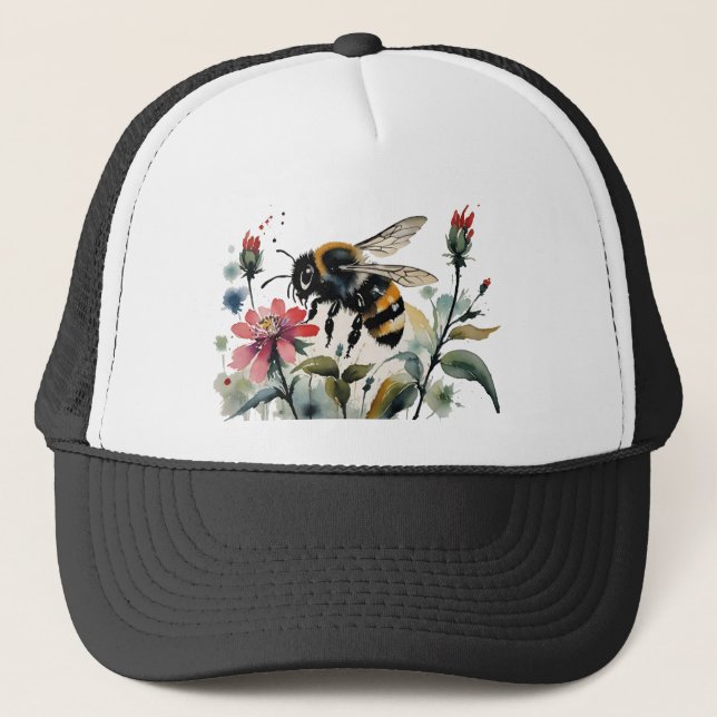 Busy Bee Pollination Rosa Flowers Keps (Framsida)