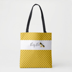 Busy Bee, Tiny Black Dots Shoulder Tote Tygkasse