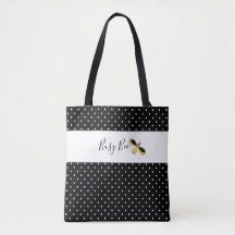 Busy Bee, Tiny White Dots Shoulder Tote